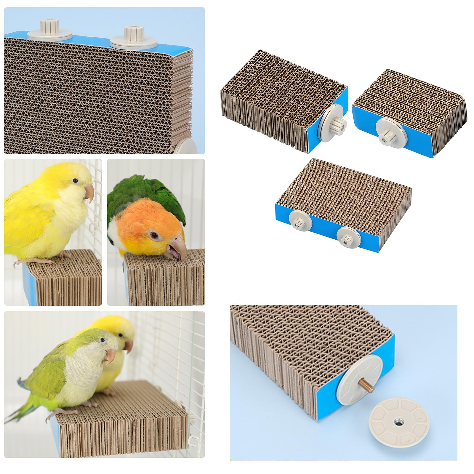 Vogelsitzstangen Plattform aus Wellpappe, sicherer Ständer für Sittiche, Nymphensittiche, Papageien, Käfigzubehör, Vogelübungsspielzeug, Sitzstangenständer