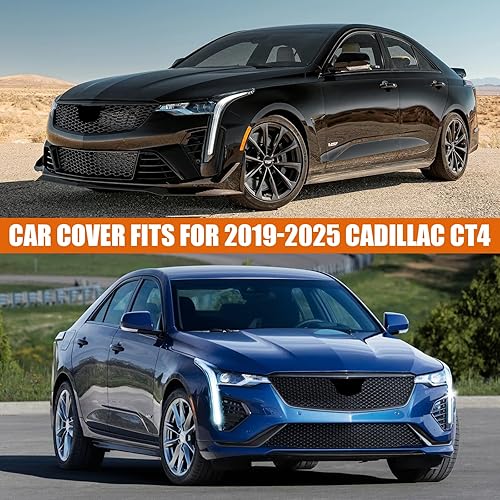 Miniatura 6 de Fundas impermeables para automóvil de repuesto para Cadillac CT4 2019-2023, 6 capas para todo tipo de clima, con puerta con cremallera y bandas