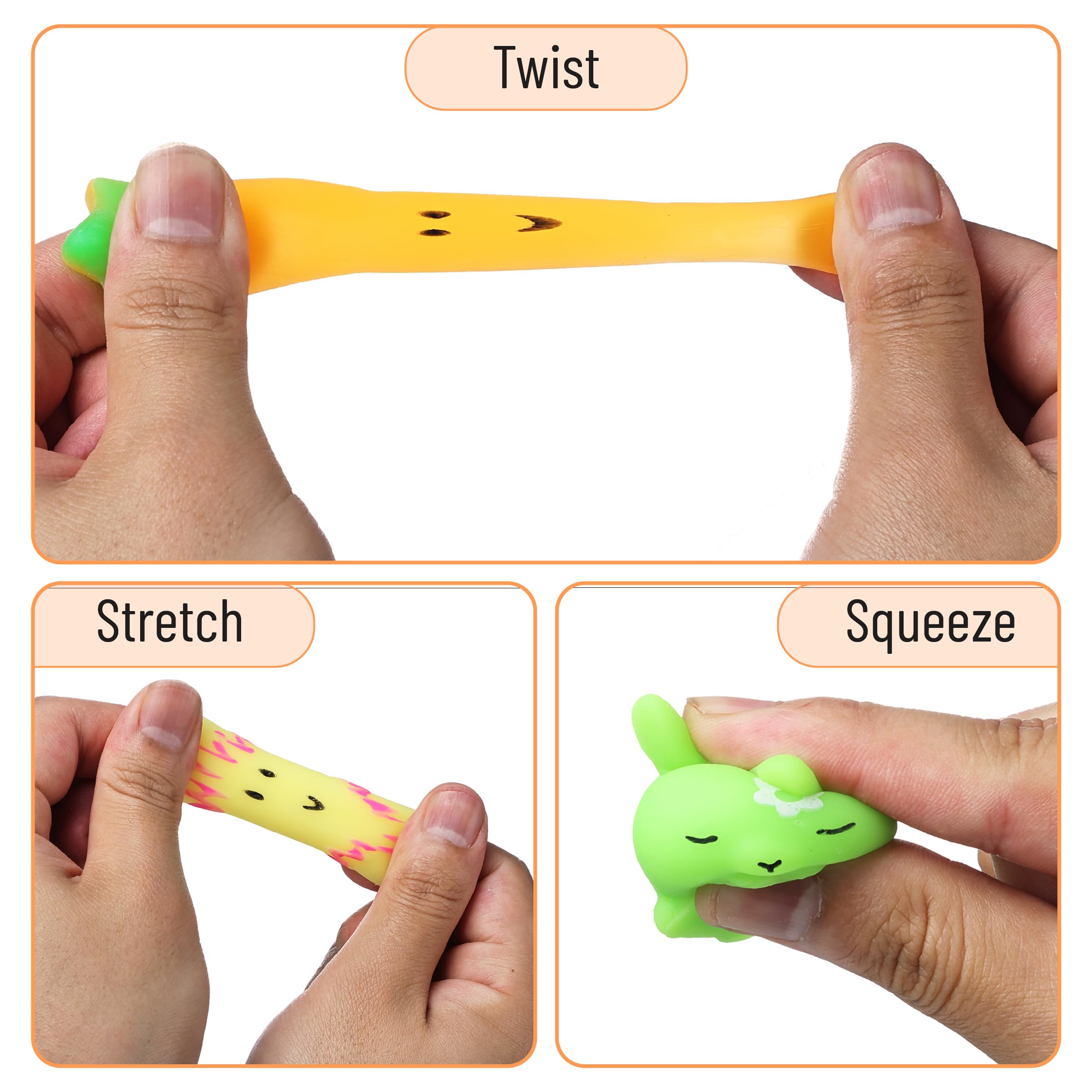 Mr. Pen- Easter Squishy Toys for Kids, 12 Pack, Washable Twistable Stretchy Squishies, Soft Stress Relief Sensory Toys for Squeezing, Easter Basket Stuffers, Party Favors & Classroom Rewards