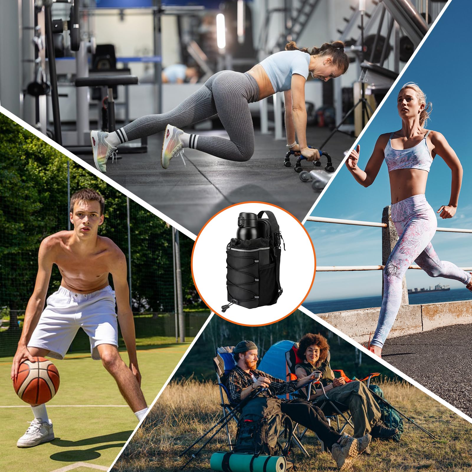 Mochila Gym Magnetica Impermeable, Bolsa Gimnasio Hombre Y Mujer con Soporte para Botella De 1.5L, Bolso Gym Cruzado con Correa Ajustable para Entrenamiento, Fitness Y Deportes Al Aire Libre — view 7