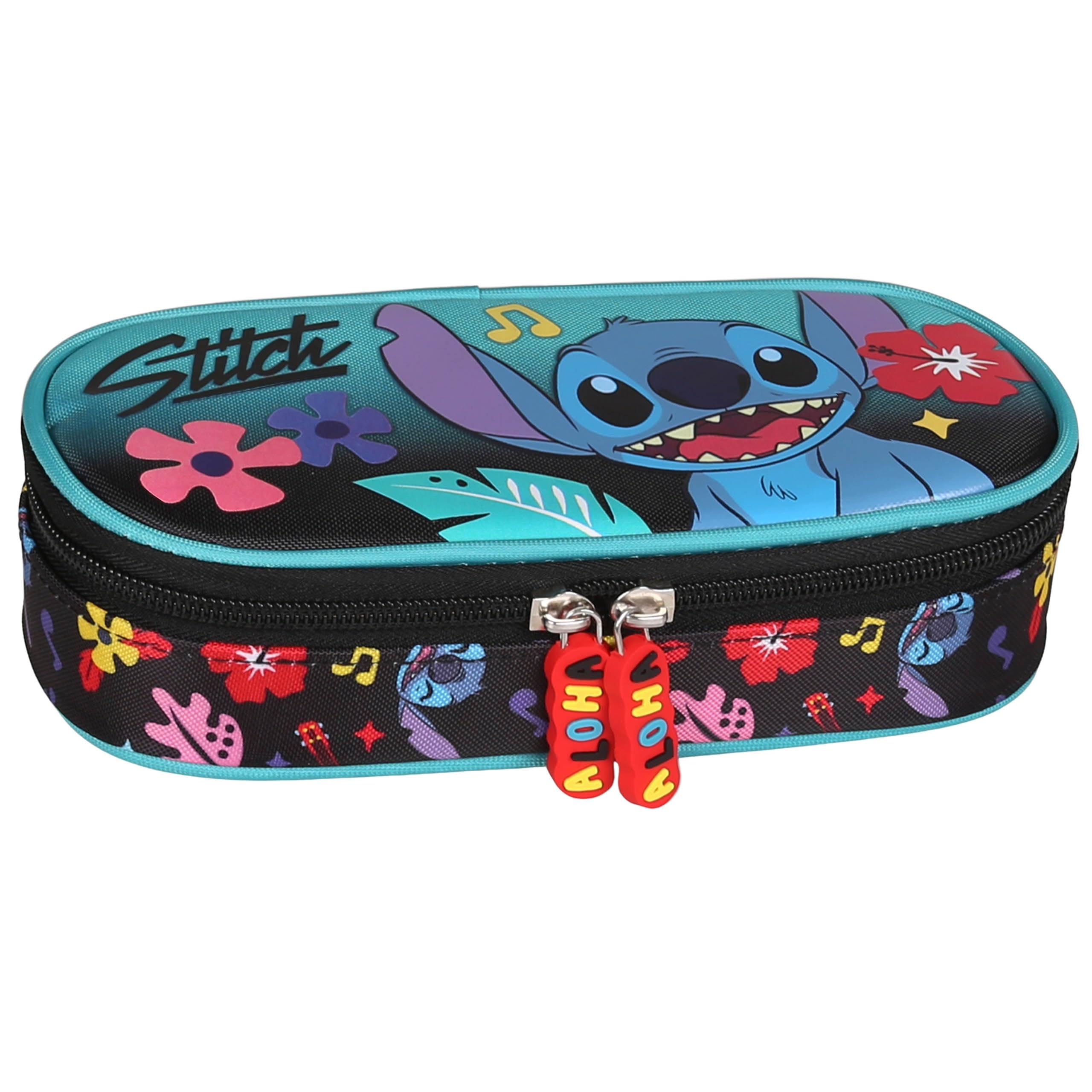 sarcia.eu Disney Stitch Compartment School Pencil case, Sachet for Girl, Mint-Black 5x20x9cm (Stitch Compartmental B)
