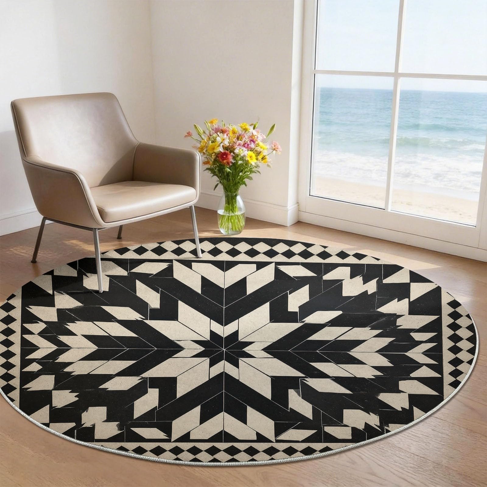 Tapis rond de salon retro pour une deco de chambre chic