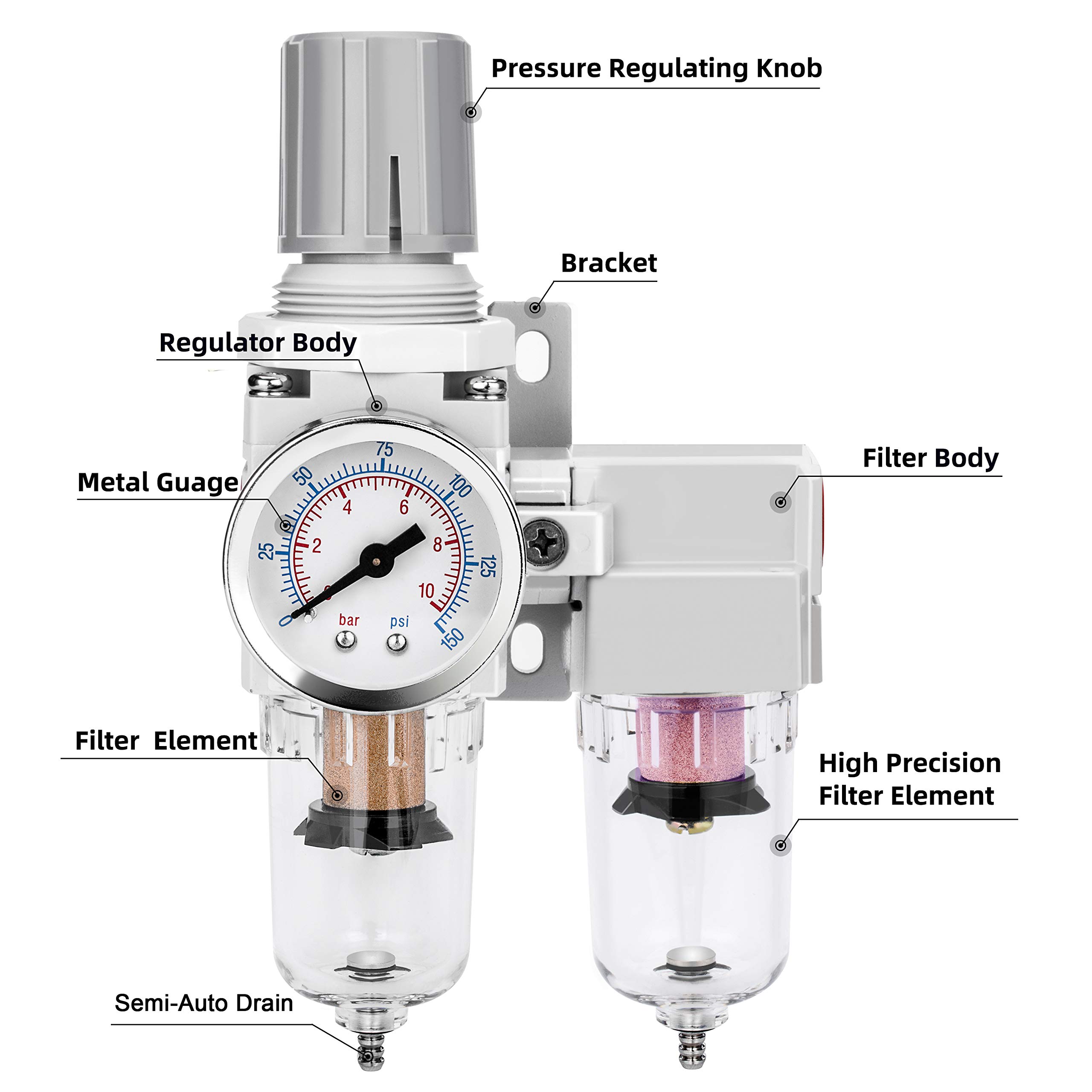 NANPU 1/4" NPT Air Dryer System - 5 Micron Particulate Filter, 0.5 Micron Coalescing Filter — Amazon image 3