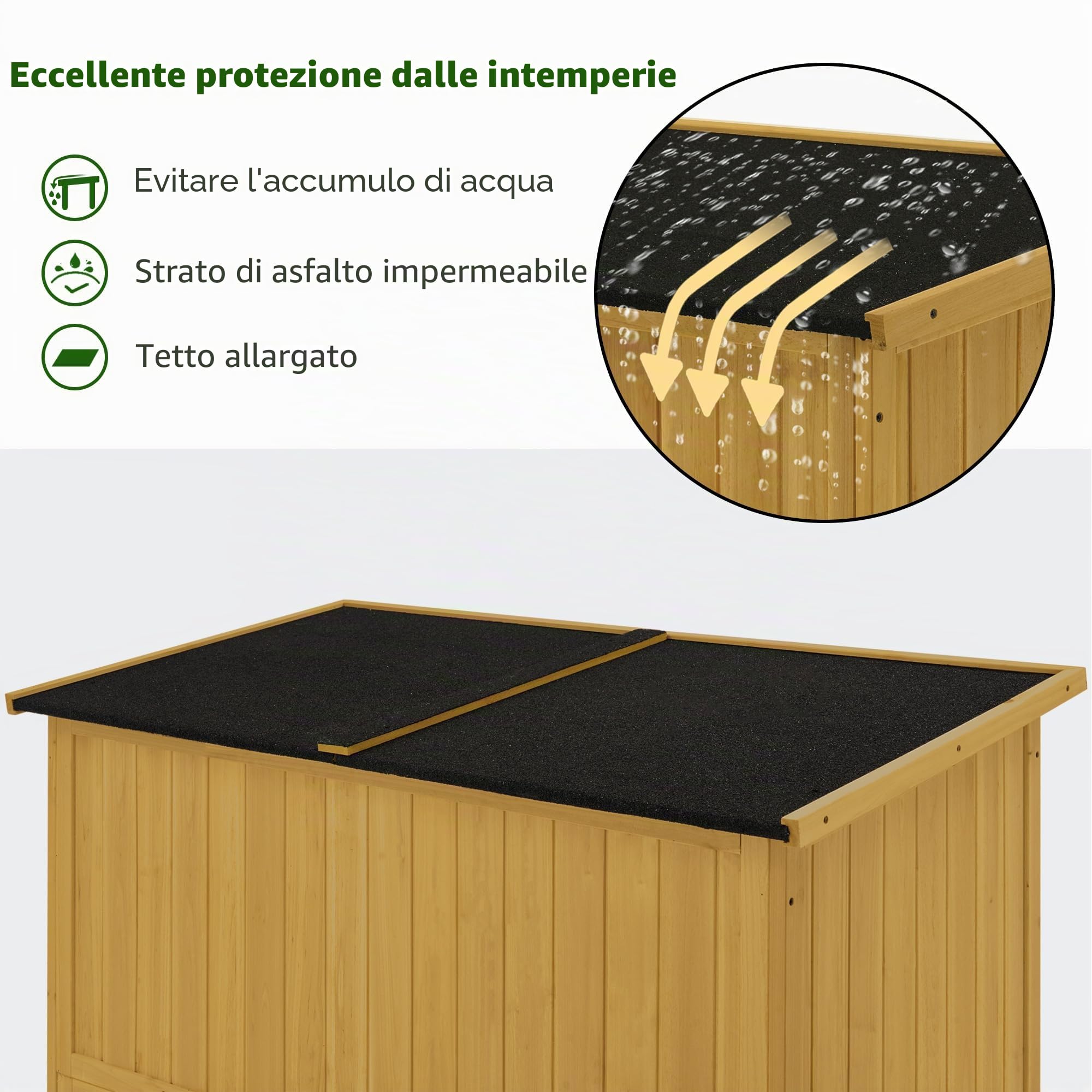 M MCombo armadio da giardino in legno, casetta da giardino piccola resistente alle intemperie, casetta per attrezzi da esterno, per area esterna balcone terrazza, 59×129×168 cm, 0901D-1 (natura)