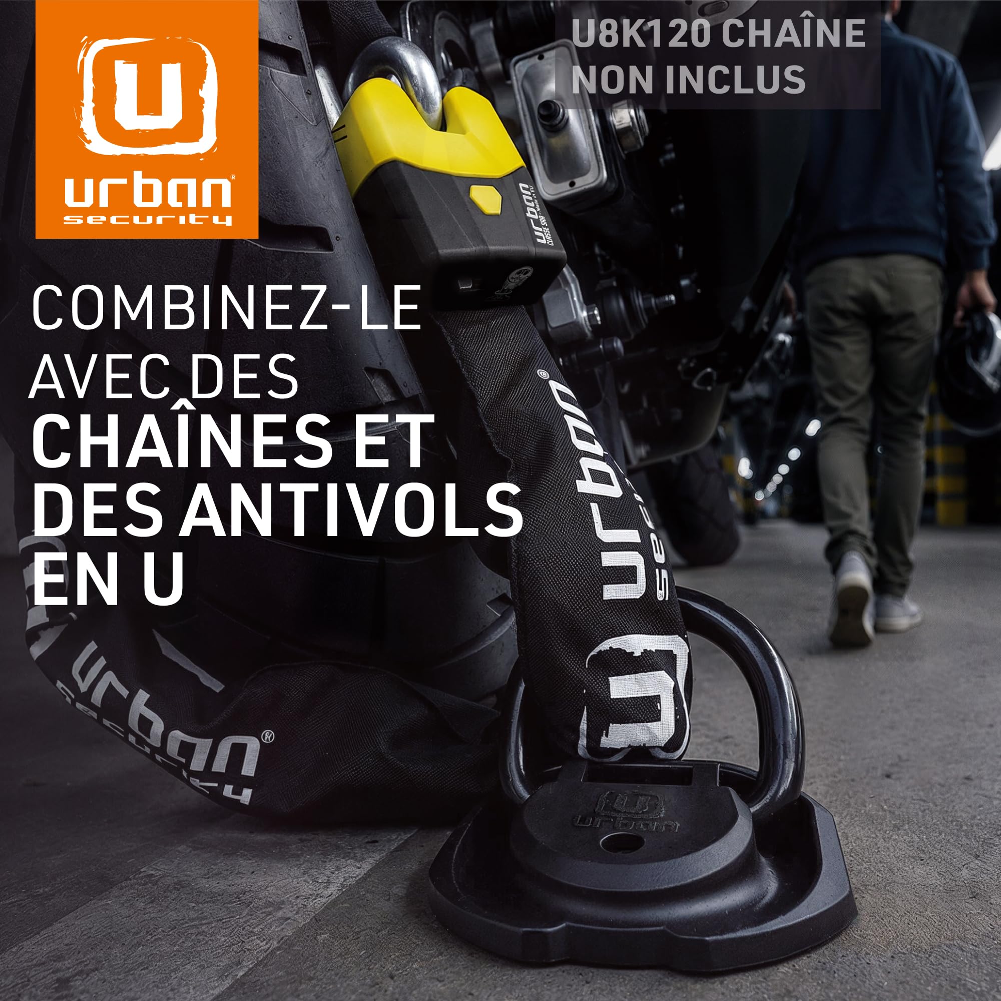 urban UR55 Ancrage Sécurité Maximale Testée, Anneau Basculant en Acier Spécial Trempé, Design Exclusif Haut de Gamme, 4 Points de Fixation, Ancrage au Sol, Ancrage au Mur Antivol Moto Scooter Vélo