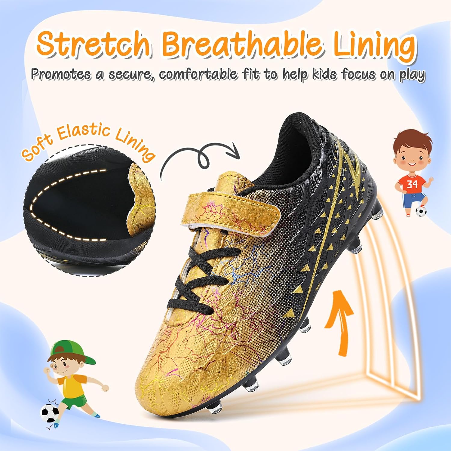 Hanani Boys Girls Soccer Cleats Youth Firm Groud Athletic Low Top Outdoor