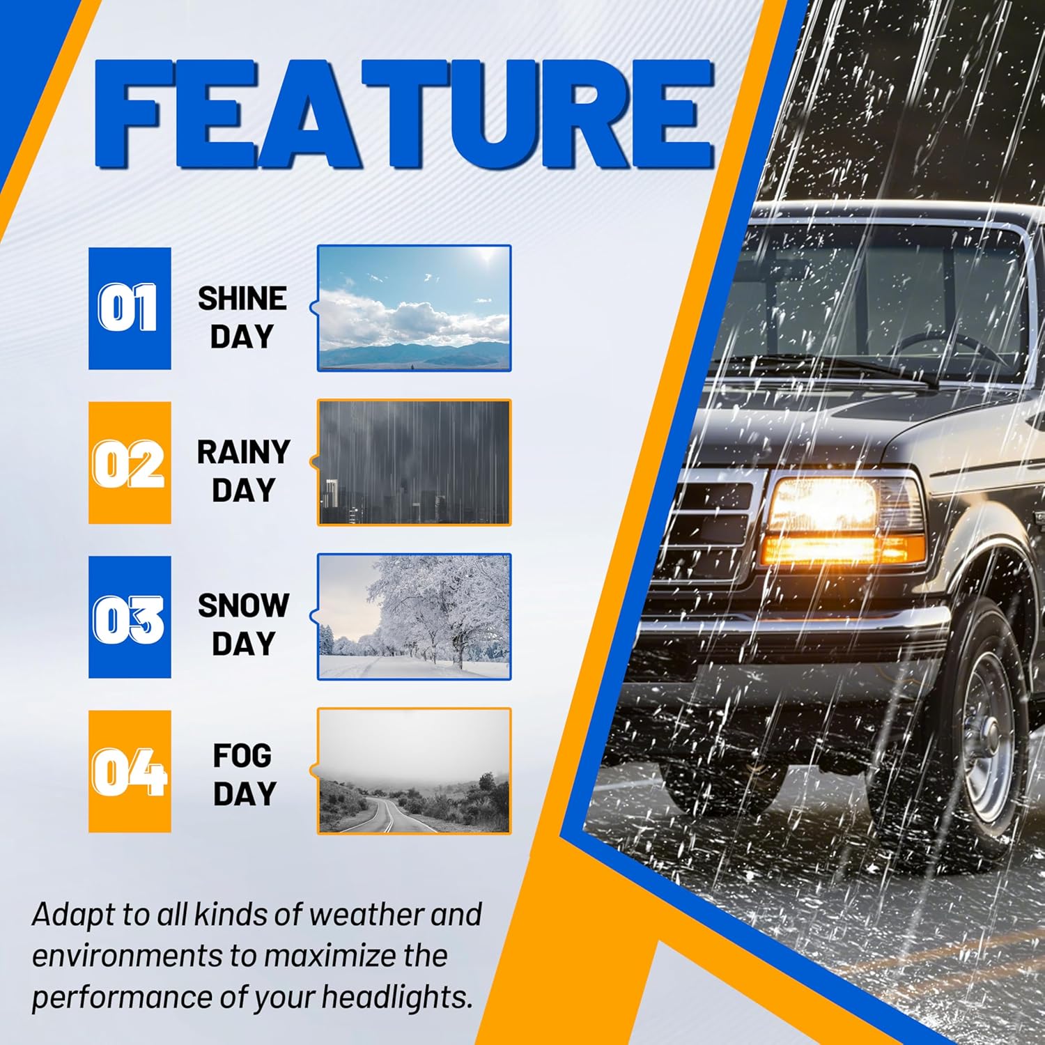 HECASA Headlight Chrome Trim Bezel Compatible with 1992-96 Ford Bronco, F150 Truck; 1992-97 F250 F350 F450 Truck RH & LH Headlamp Doors Pair Set