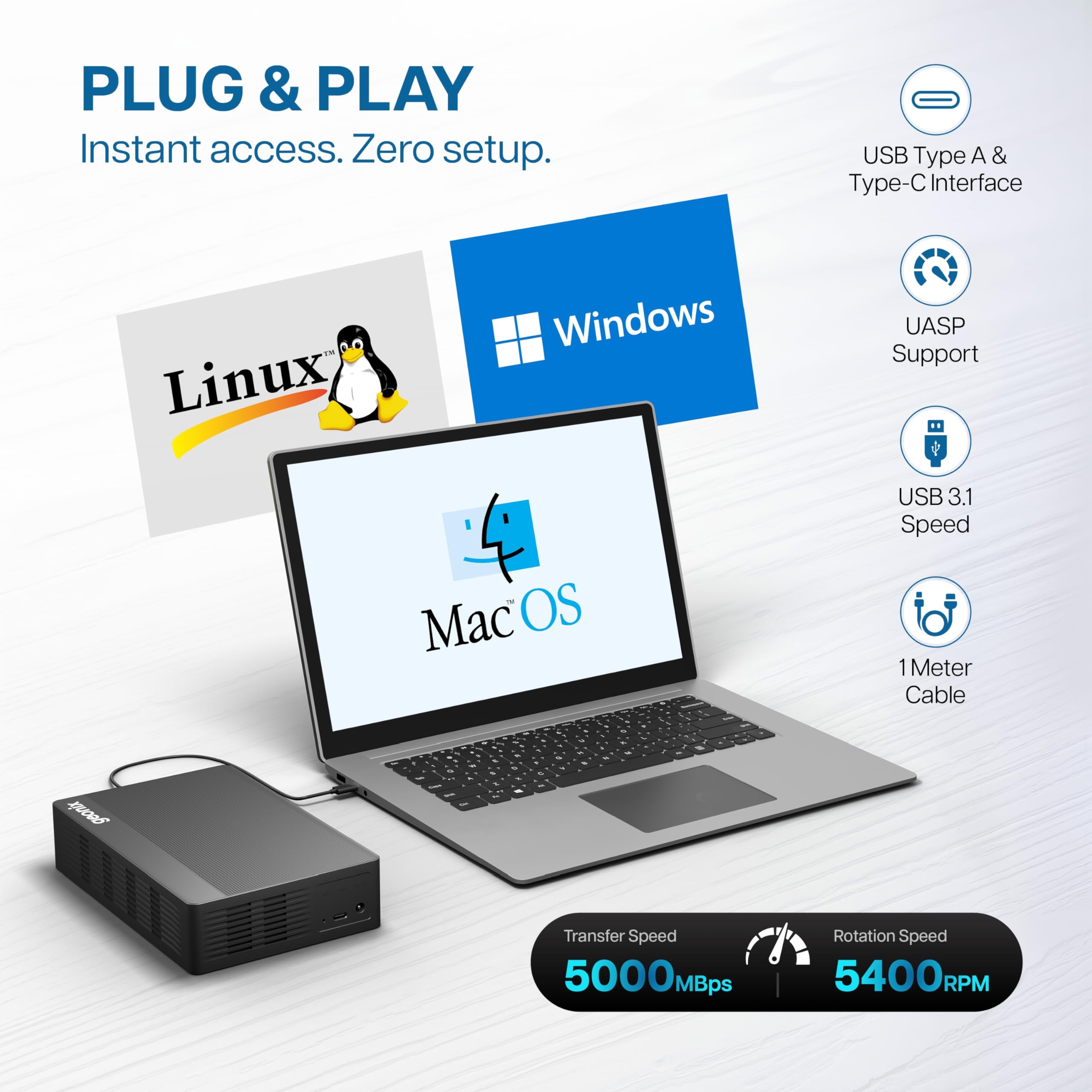 GEONIX PowerShell S7 6TB External Hard Drive 3.5
