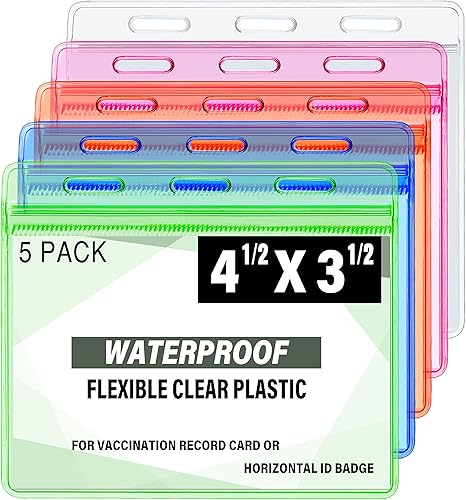 Tarjetero de vacunación de los CDC, resistente al agua, sellable, de plástico transparente, horizontal, para tarjetas de identificación horizontales