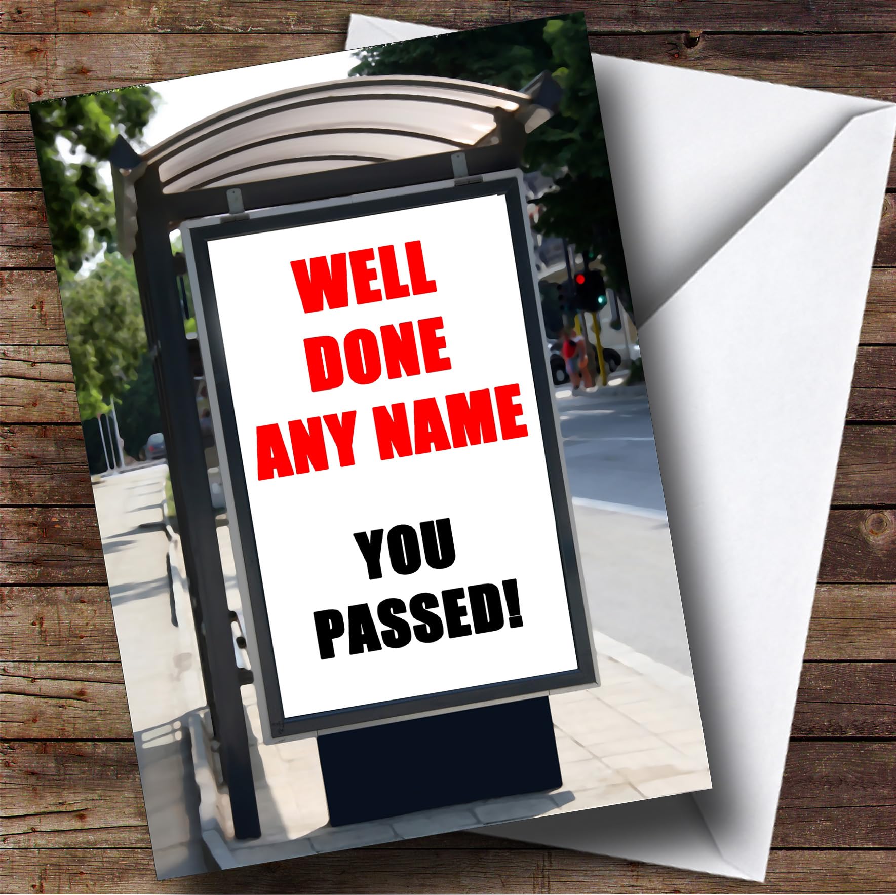 Bus Stop Advert Customised Passed Driving Test Greetings Card- Driving Test Cards | Driving Test Card | Passed Driving Test Card