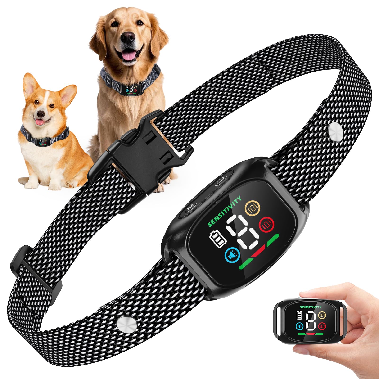 LYtech Collar Antiladridos Perros Grande Mediano Pequeño, Collar Adiestramiento para Perros 6-150lbs, 8 Niveles de Sensibilidad, 4 Modos de Sonido y Vibración, Resistente al Agua IP67 y Recargable