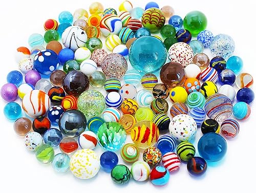 Miniatura 6 de 23 canicas de vidrio para niños, 20 canicas variadas de colores y 3 canicas que brillan en la oscuridad, juegos de canicas y accesorios de carrera