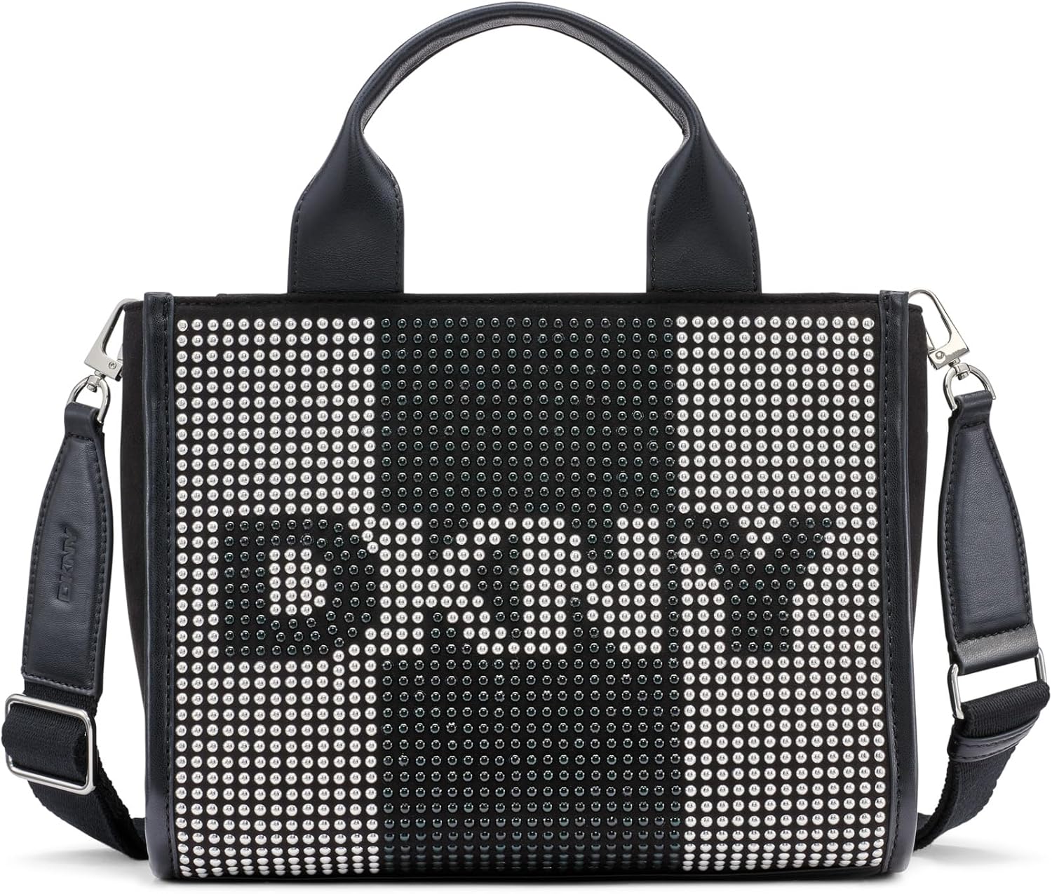 DKNY Women's Hadlee Small Studded Tote Bag, Black/Silver, One Size