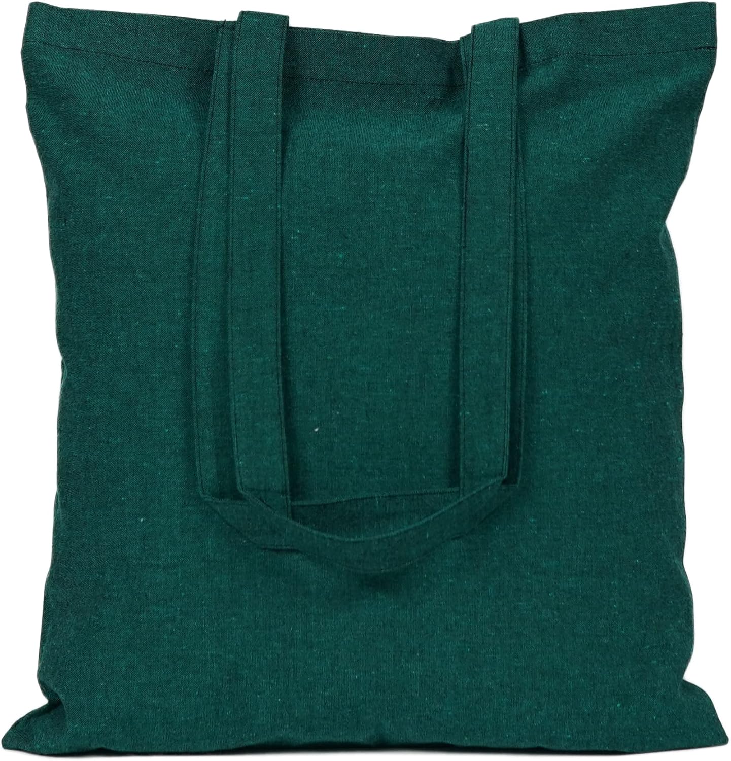 ATMOS GREEN 100 pack 15 X 16 inch with 27" handle EMERALD color 5.5 Oz Recycled cotton reusable grocery bags ecofriendly super strong great choice for school promotion branding MADE in INDIA
