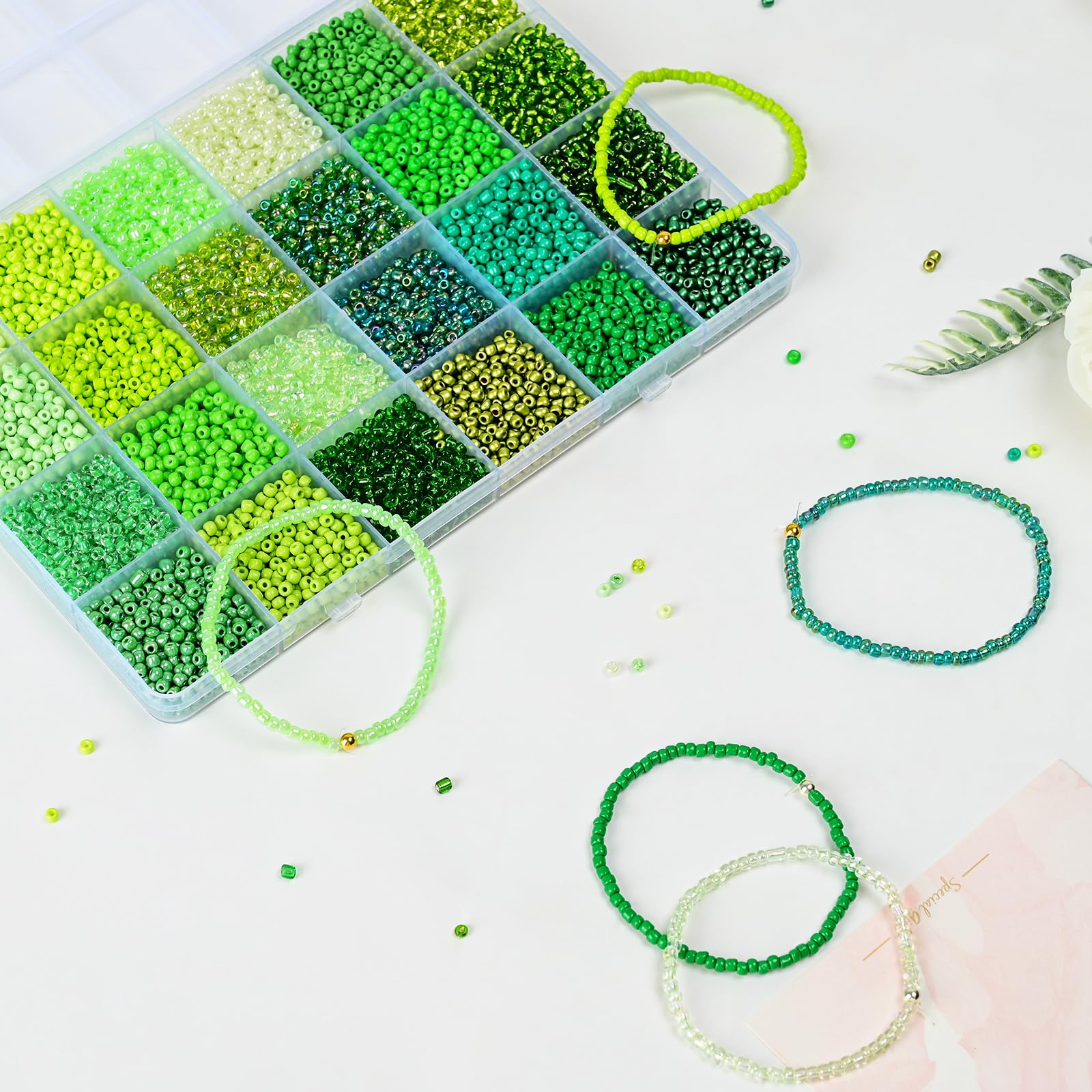 Vtssvow Cuentas de cristal de 3 mm para hacer pulseras, 24 colores, 10000 piezas, kit de fabricación de pulseras de la amistad, pequeñas cuentas de vidrio para hacer joyas (mezcla de 24 colores,