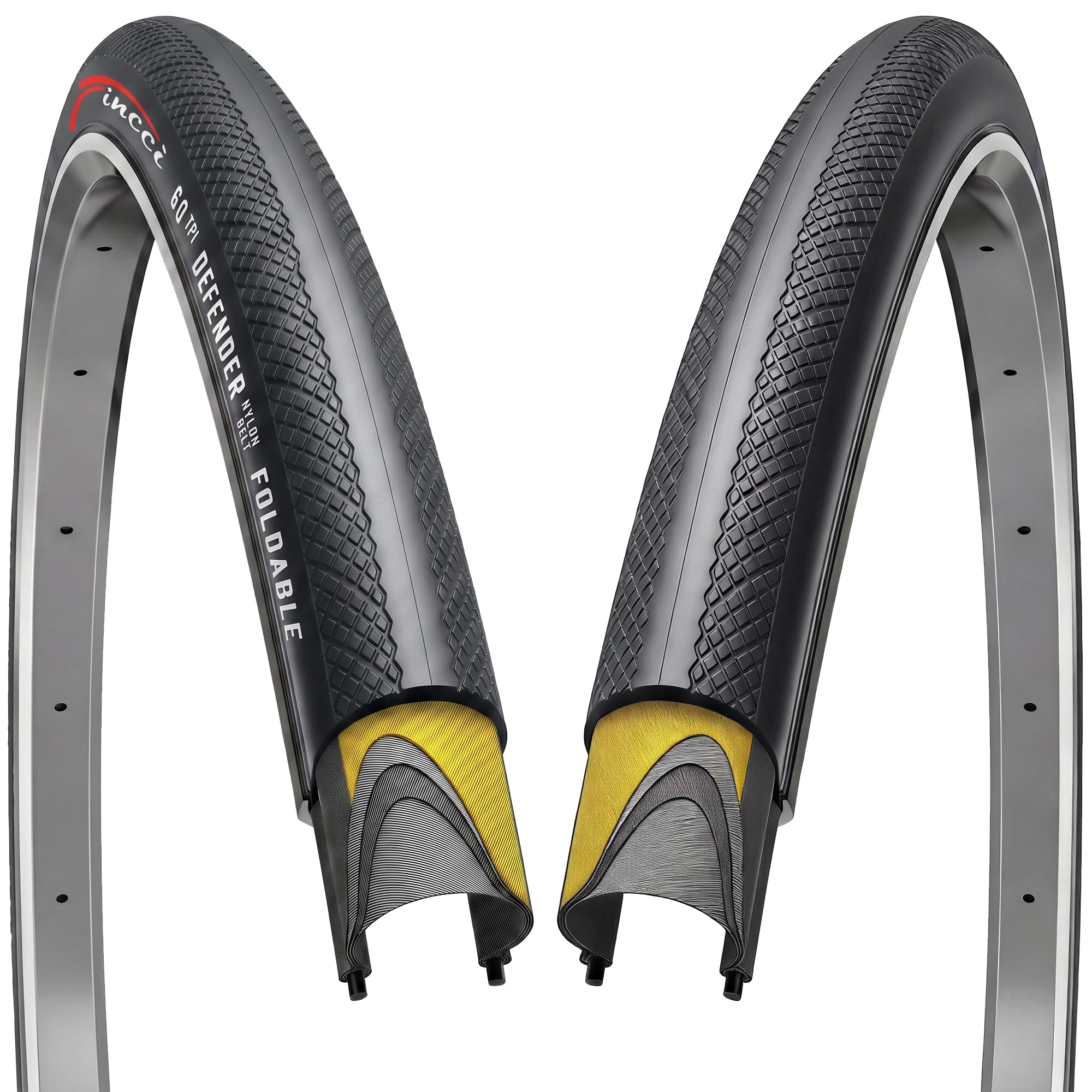 Fincci Opony do roweru szosowego 700 x 28c, para składanych opon Slick 700c 28-622 z odpornością na przebicie 1 mm, 60TPI, opony rowerowe 71 cm do wyścigów rowerowych, szosowych, wyścigowych