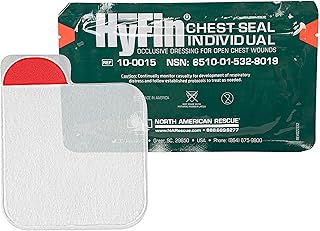 North American Rescue HyFin Chest Seal Occlusive (Single Pack) NAR Individual Compact Dressing for Open Chest Wounds, Trauma (10-0015)