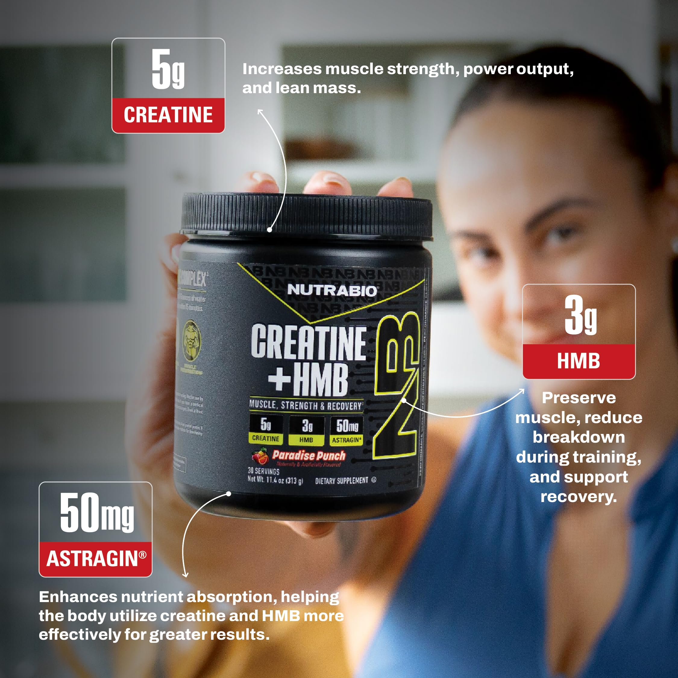 Amazon.com: NutraBio Creatine + HMB- Creatine Monohydrate with HMB