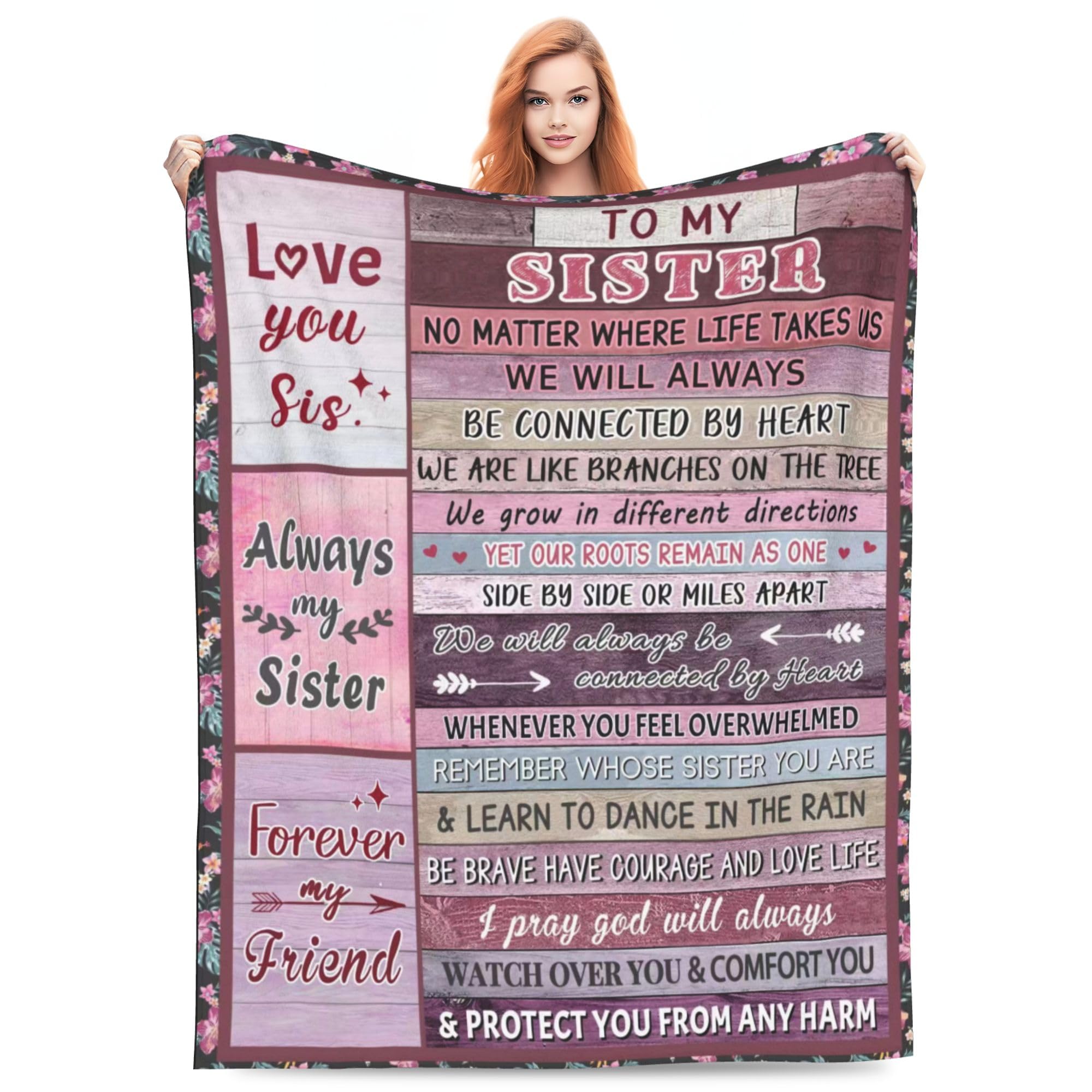 Xinvast Sister Birthday Gifts - S Throw Blanket 50"X60" - Christmas Valentines Mothers Day Birthday Graduation Present For Sis Adult Friends