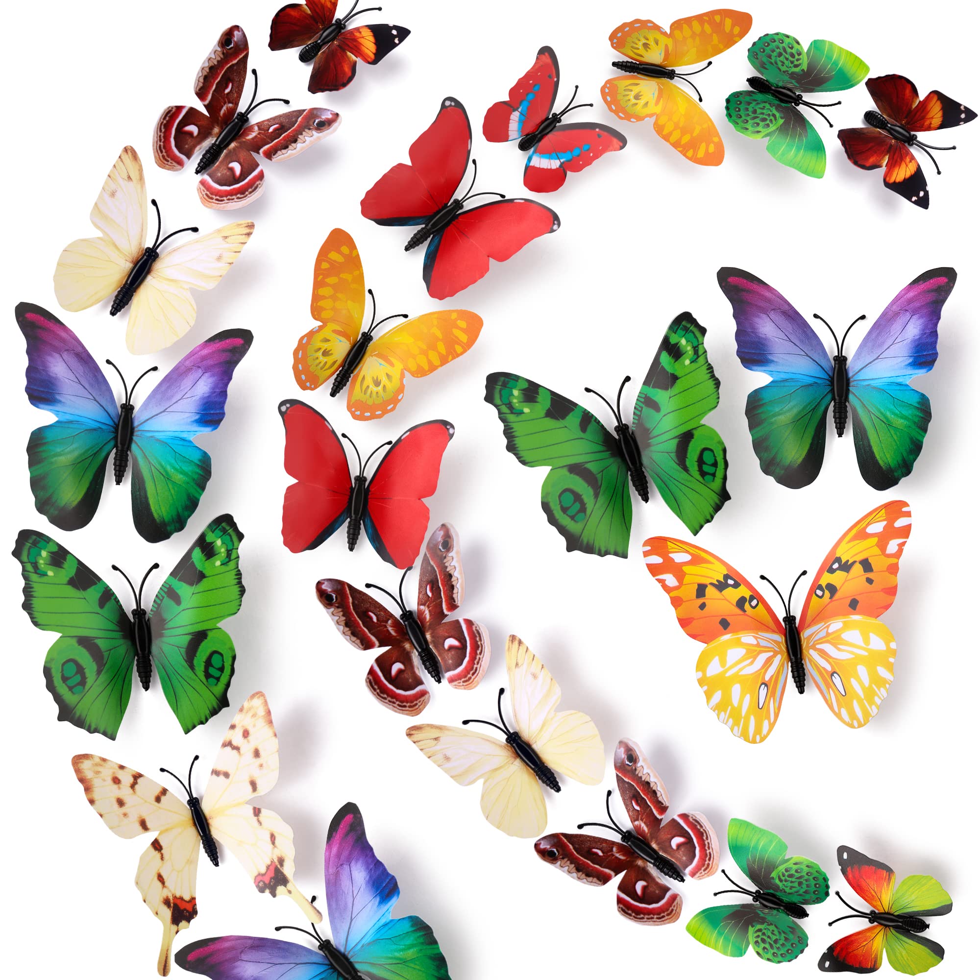 LiveGallery 72 PCS 6 Colors Removable 3D DIY Beautiful Butterfly Wall Decals Colorful Butterflies Art Decor Wall Stickers Murals for Kids Baby Boy Girls Bedroom Classroom Offices (Color)