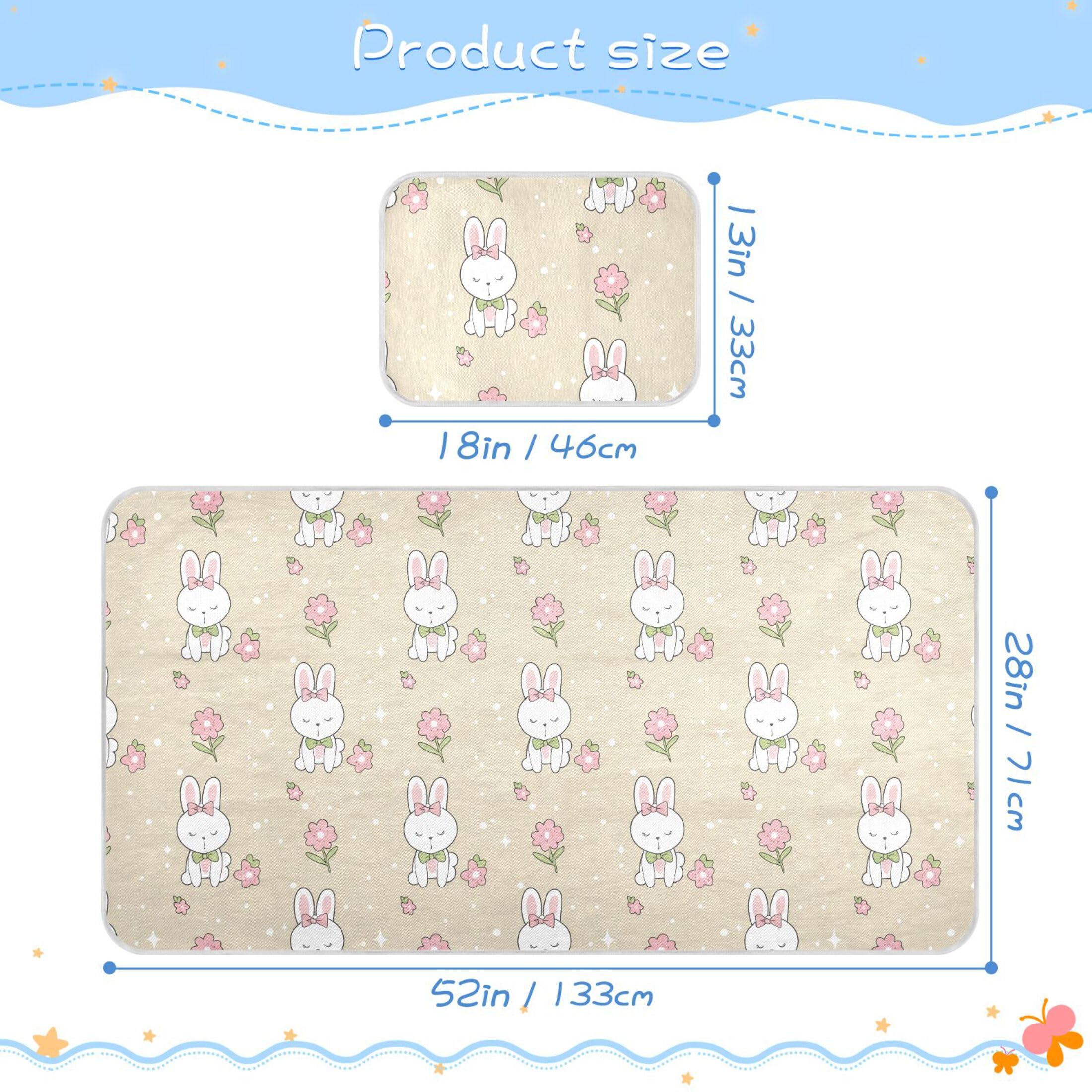 Takiito Cute Bunny Baby Cooling Mattress Pad, Soft & Breathable Cooling Mat Keep Baby Cool in Summer 28x52 in, Nursery Essential