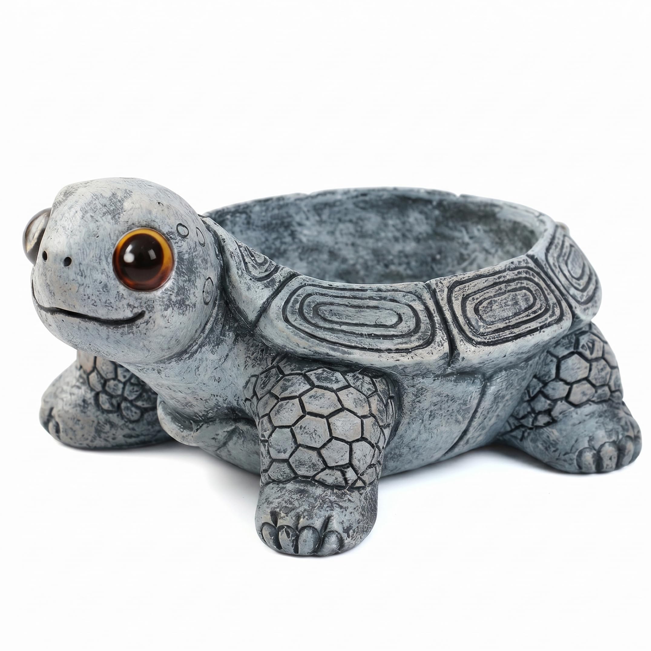 Pot de fleurs tortue réaliste en résine grise résistante