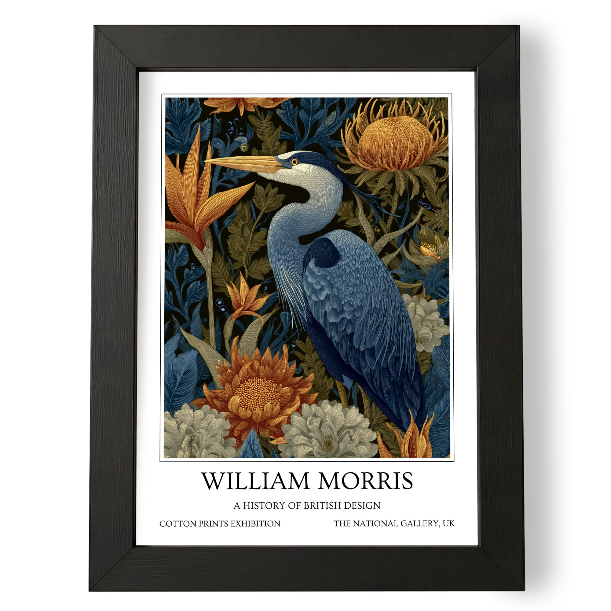 Fans Favourites William Morris - Vintage Art Noevua British Prints, Botanical Wall Art, A History of British Design Collection (Blue Heron, A5, Unframed) — image 1