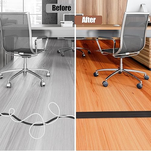 Miniatura 5 de Cubierta autoadhesiva para cable de suelo, gestión de cables de 3.3 pies, protector de tira de extensión para cables, evita tropiezos de cables para
