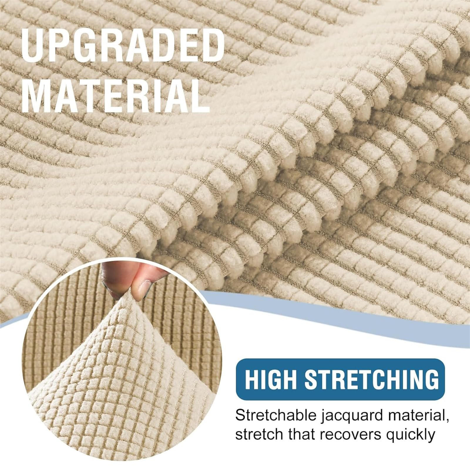 Copridivano Chesterfield Elasticizzato - Tessuto Jacquard, Per Divani 2 Posti, Color Naturale - Foto 3