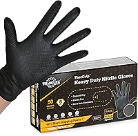 Vista 13 de TitanFlex Guantes industriales de nitrilo negros resistentes con textura de diamante elevado, sin látex (6mil/8mil)