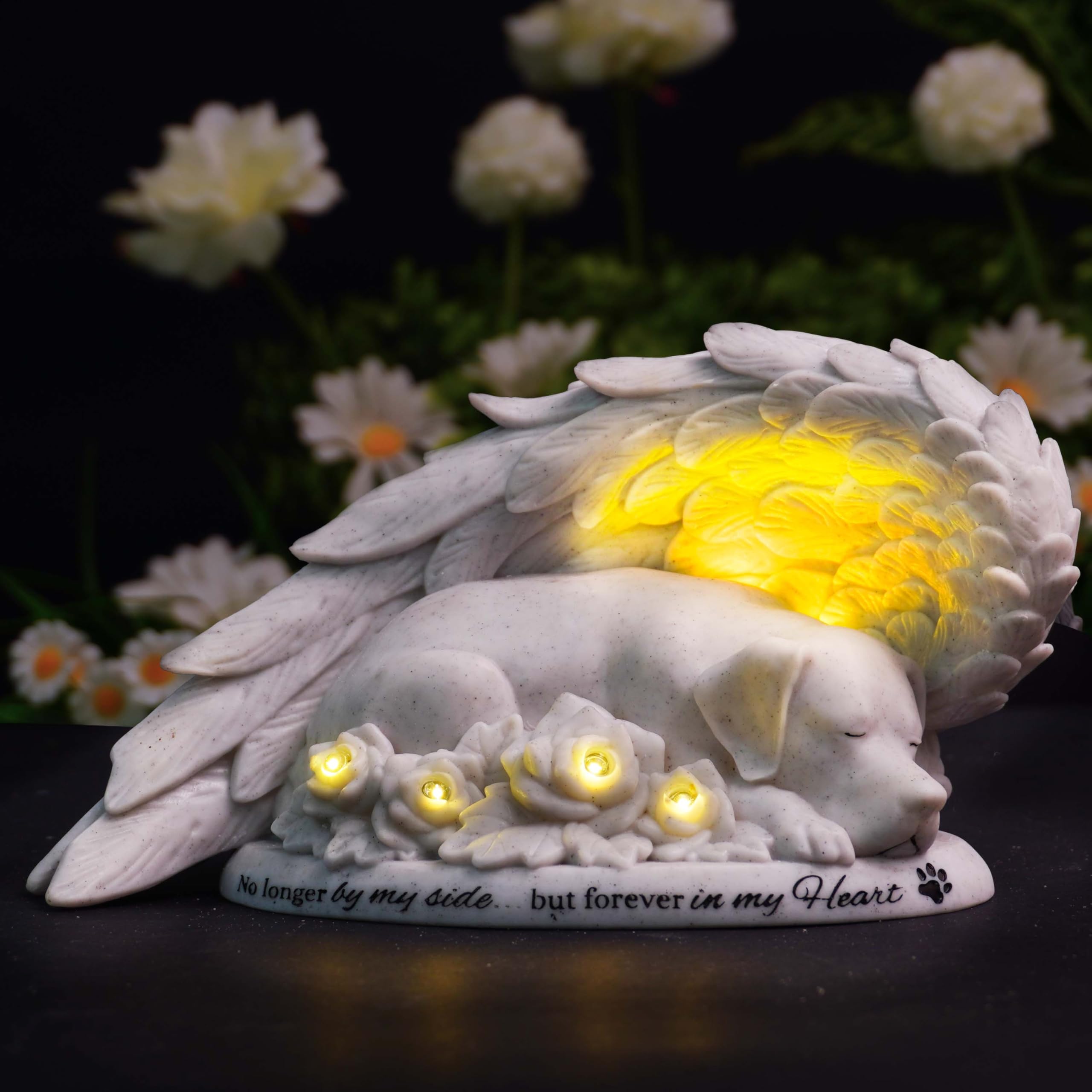 DecorSmart Dog Memorial Gifts for Loss of Dog, Pet Dog Memorial Stone Gifts for Dogs, Headstone Grave Markers, Funerary Tombstones Outdoor Solar Garden Statue Angel Dog