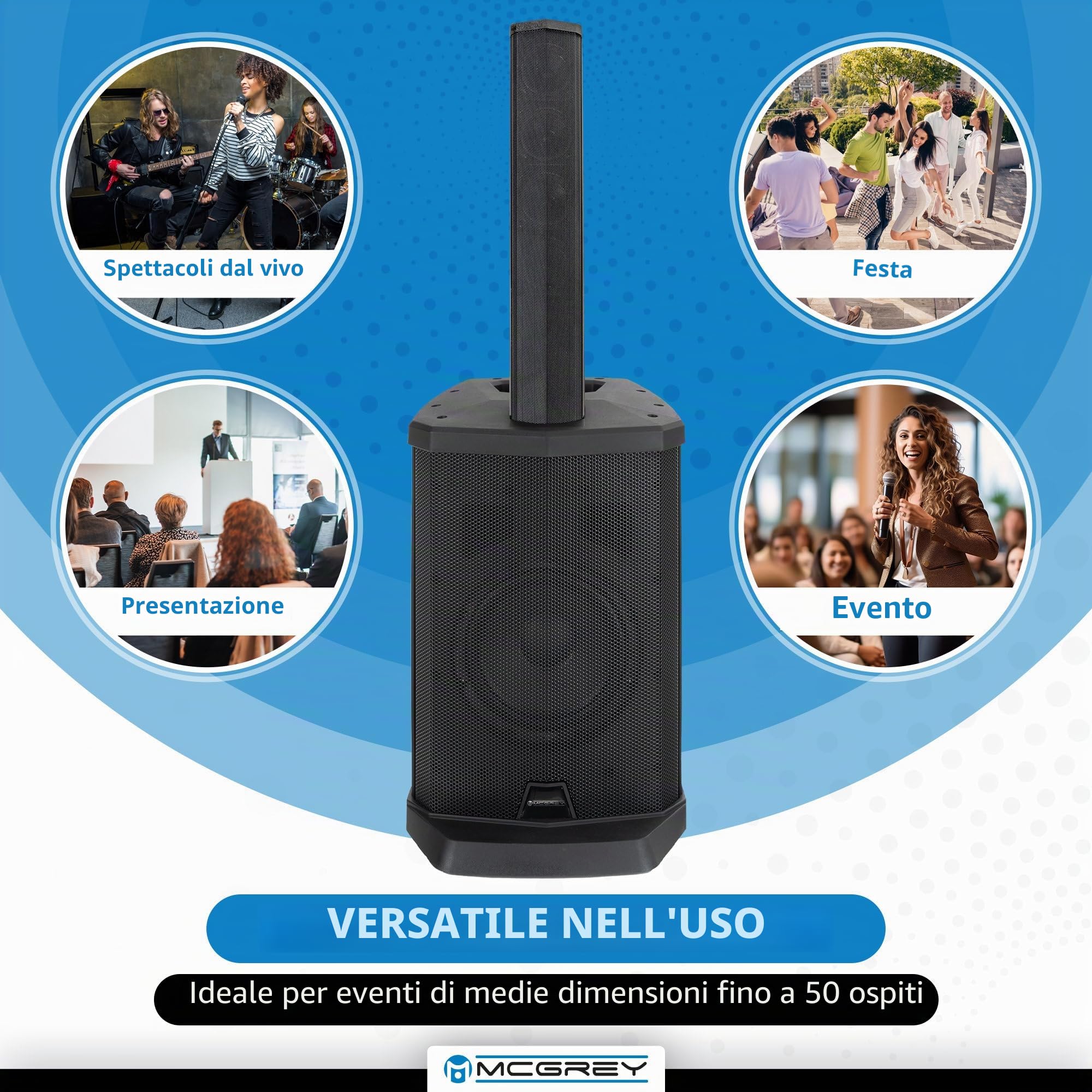McGrey E-208LAB Line Array Sistema attivo a colonna a batteria stereo Set