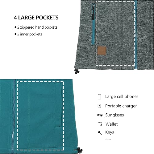 Miniatura 4 de Little Donkey Andy Chaleco de forro polar reversible para hombre ligera cálida sin mangas con capucha para senderismo caminar y viajar