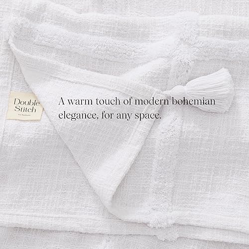 Miniatura 3 de Manta copetuda 100% algodón para sofá, hecha a mano en la India, manta decorativa de alta calidad con borlas, manta de regalo suave y cálida, 50 x