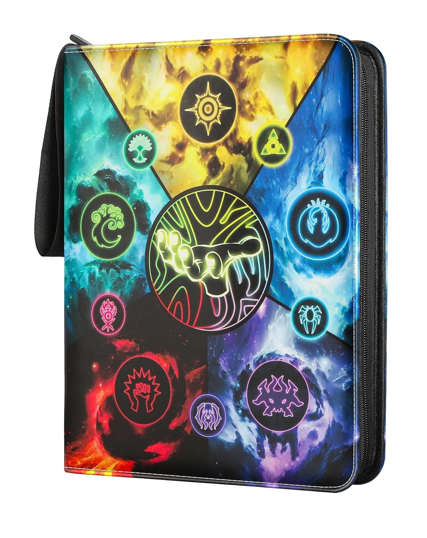 Card Binder 9 Pocket with 50 Premium 0.08mm Removable Sleevs for 900 Cards, Trading Card Binder - PU Waterproof & Portable Carrying Case Card Collection Folder (9 P Combine Binder FBM)
