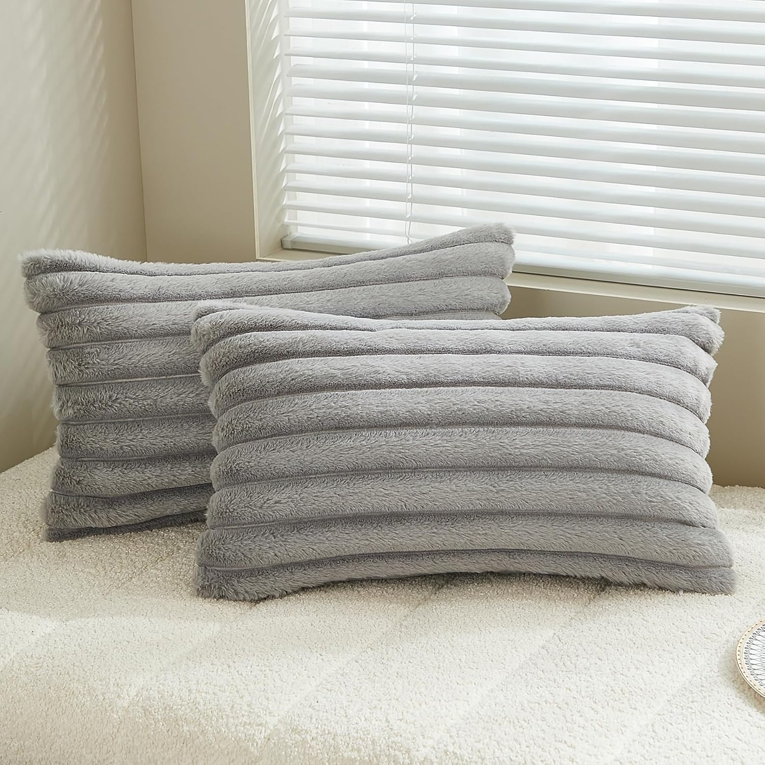Uhamho Striped Throw Pillow Covers Set of 2 Rectangle