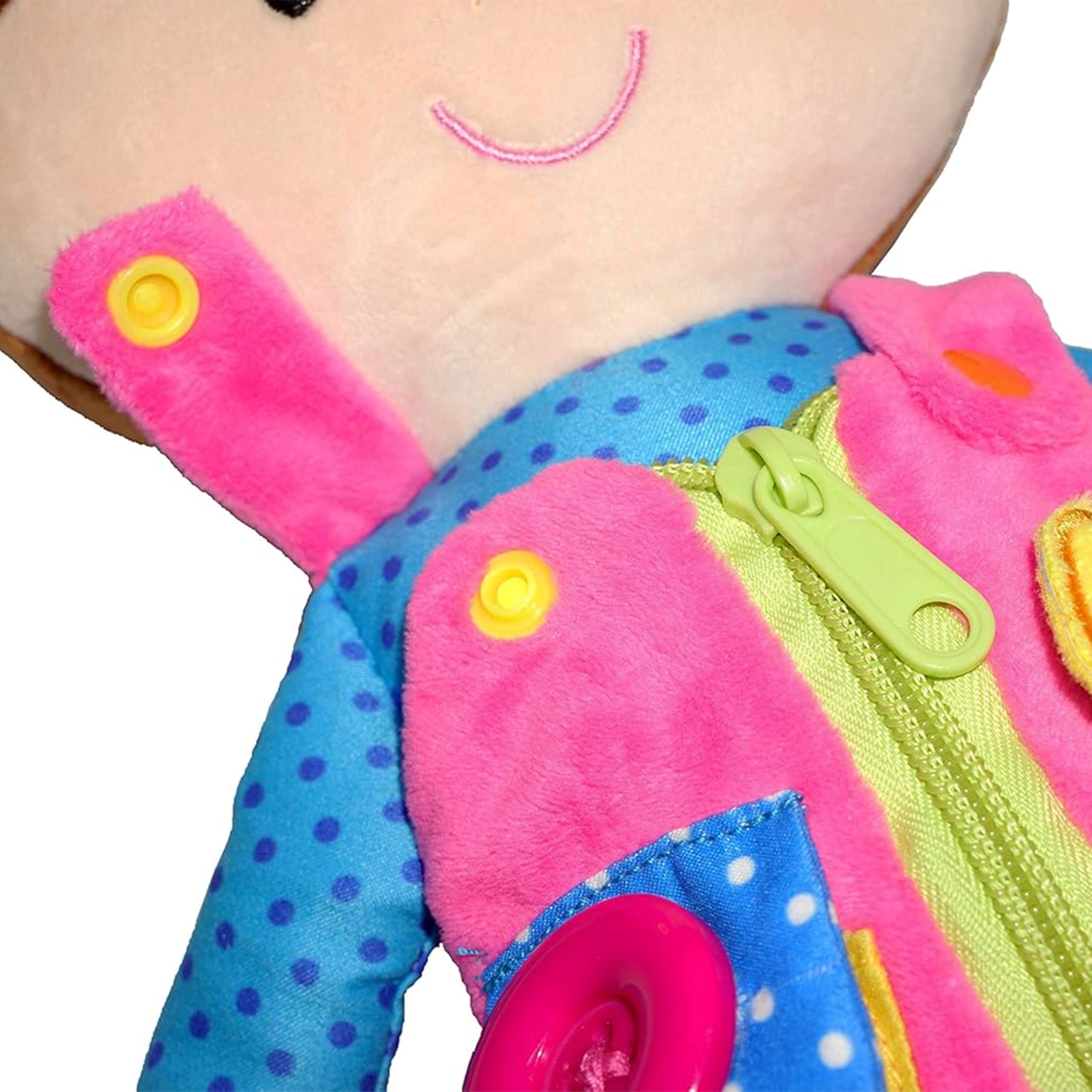 Dressy Friends Belle - Muñeca de peluche educativa para niños y niños pequeños de 18 meses en adelante - Juguete suave con hebilla Montessori de 40 cm