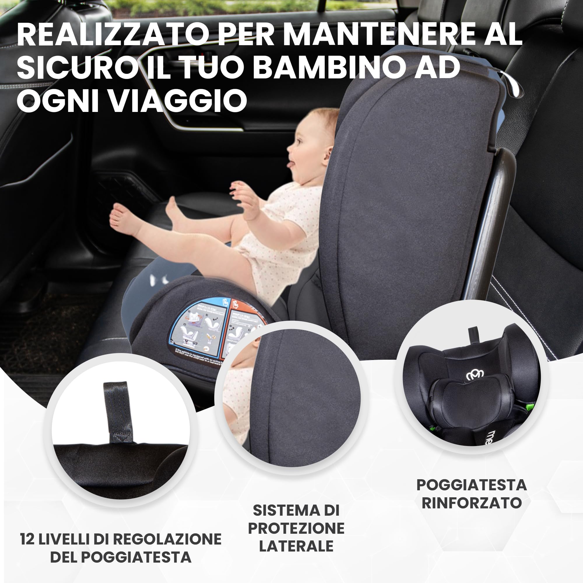 MEIN I-Size Seggiolino Auto 0-36 kg Isofix per 40-150 cm Seggiolino Auto Girevole a 360° con Seduta Reclinabile e Cintura di Sicurezza 5 Punti Gruppo 0+ 1/2/3 ca. 0-12 anni