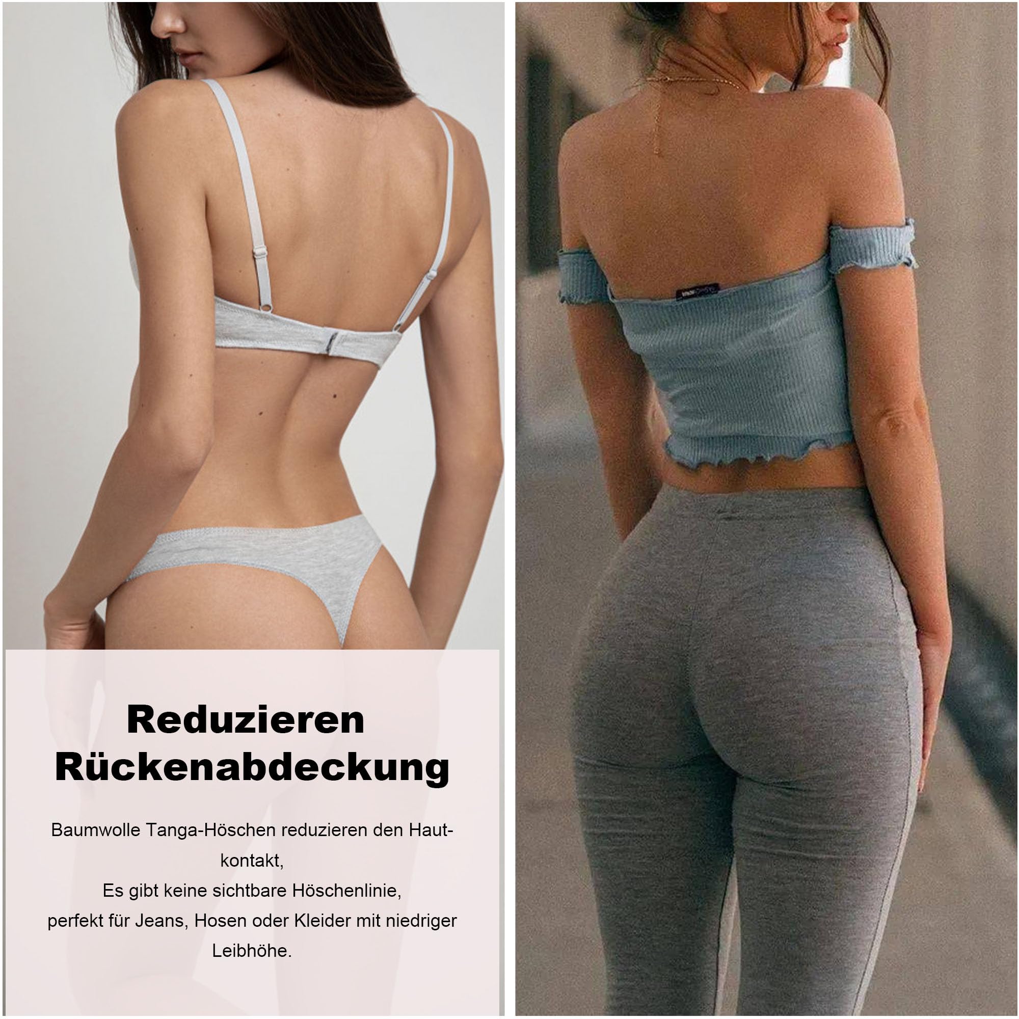 Desanlapi String Tanga Damen Baumwolle Slips Unterwäsche Frauen Unterhosen Thong Panties 6er Pack Women Underwear Baumwoll Atmungsaktiv Weich Bequem Sexy S - XL