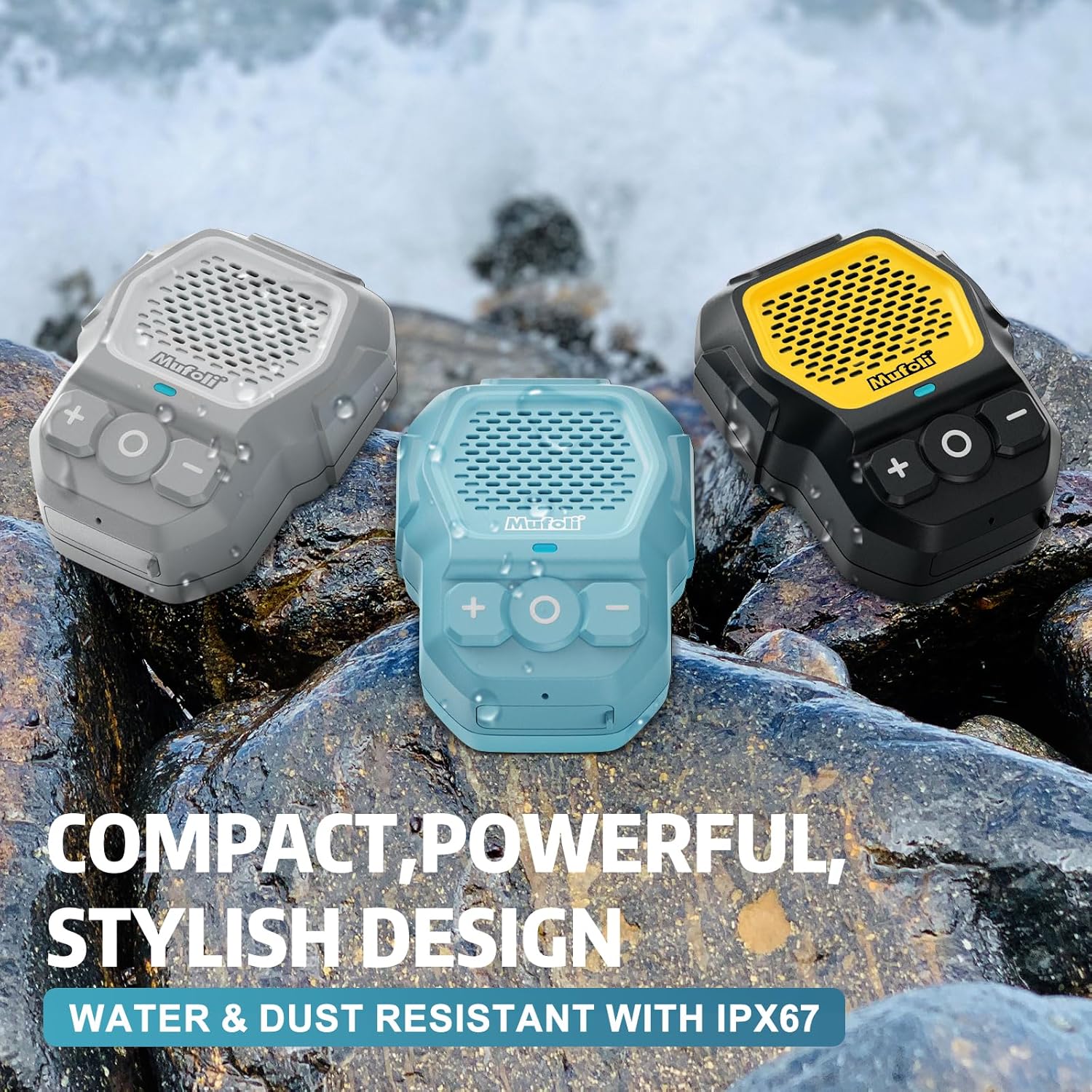 Portable Bluetooth Speaker, Wireless Wearable Bluetooth Speakers, Waterproof Jobsite Speaker Up to 14 Hours Playtime, Clip Speaker Built-in Mic for Hands-Free Music/Calls, for Outdoors (Yellow) - Image 6