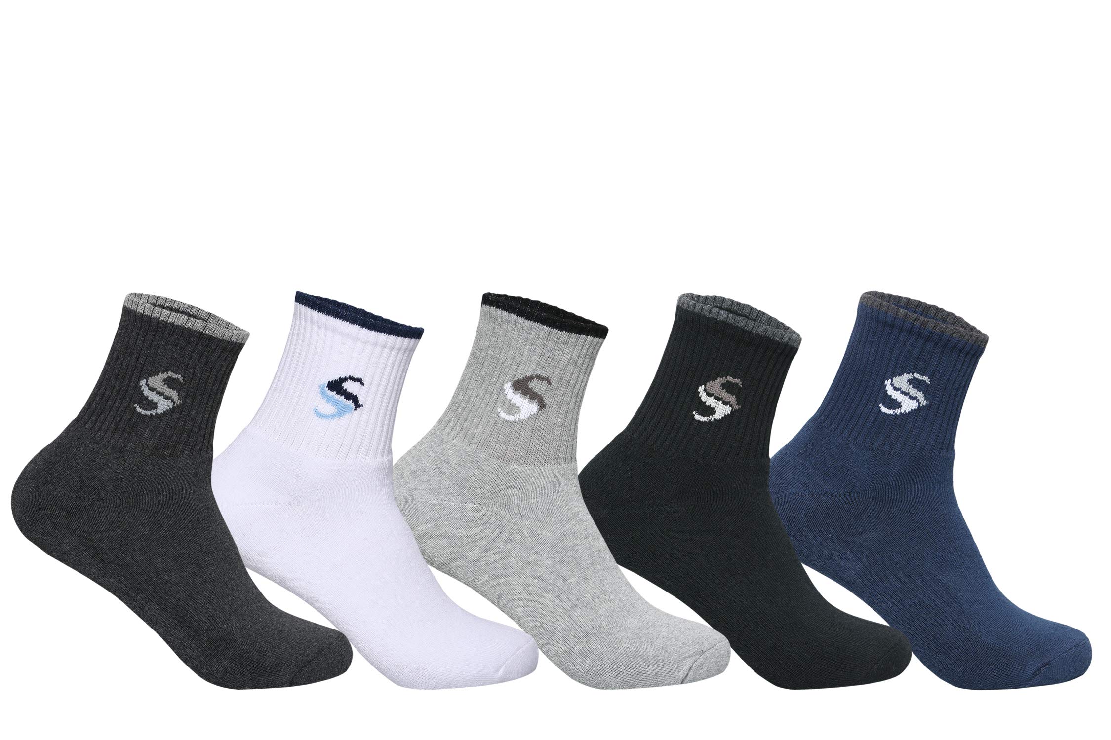 supersox Men's Ankle Cotton Terry Multi Color Socks - (Pack Of 5)-picture-24