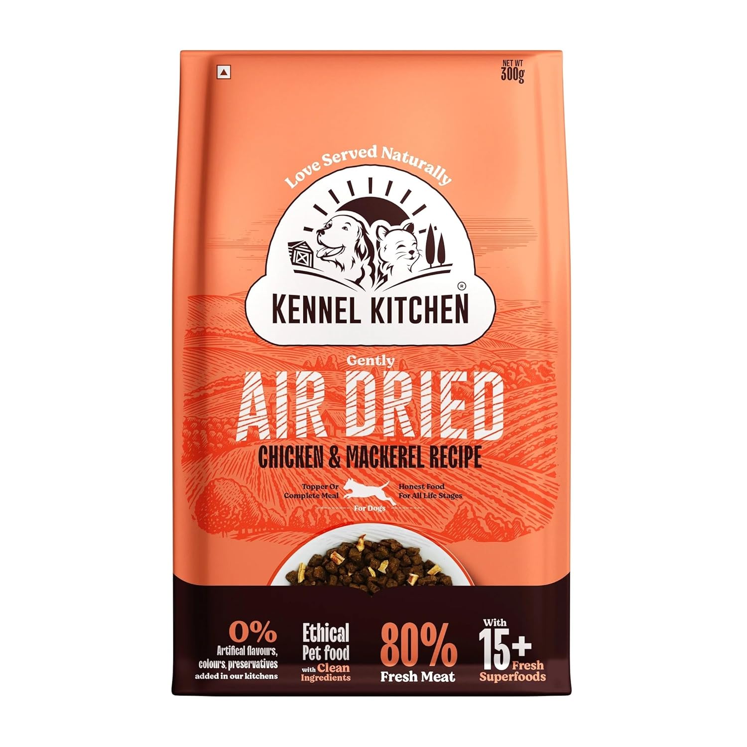 Kennel Kitchen Air Dried Dog Food 300 GMS Chicken & Mackerel Recipe