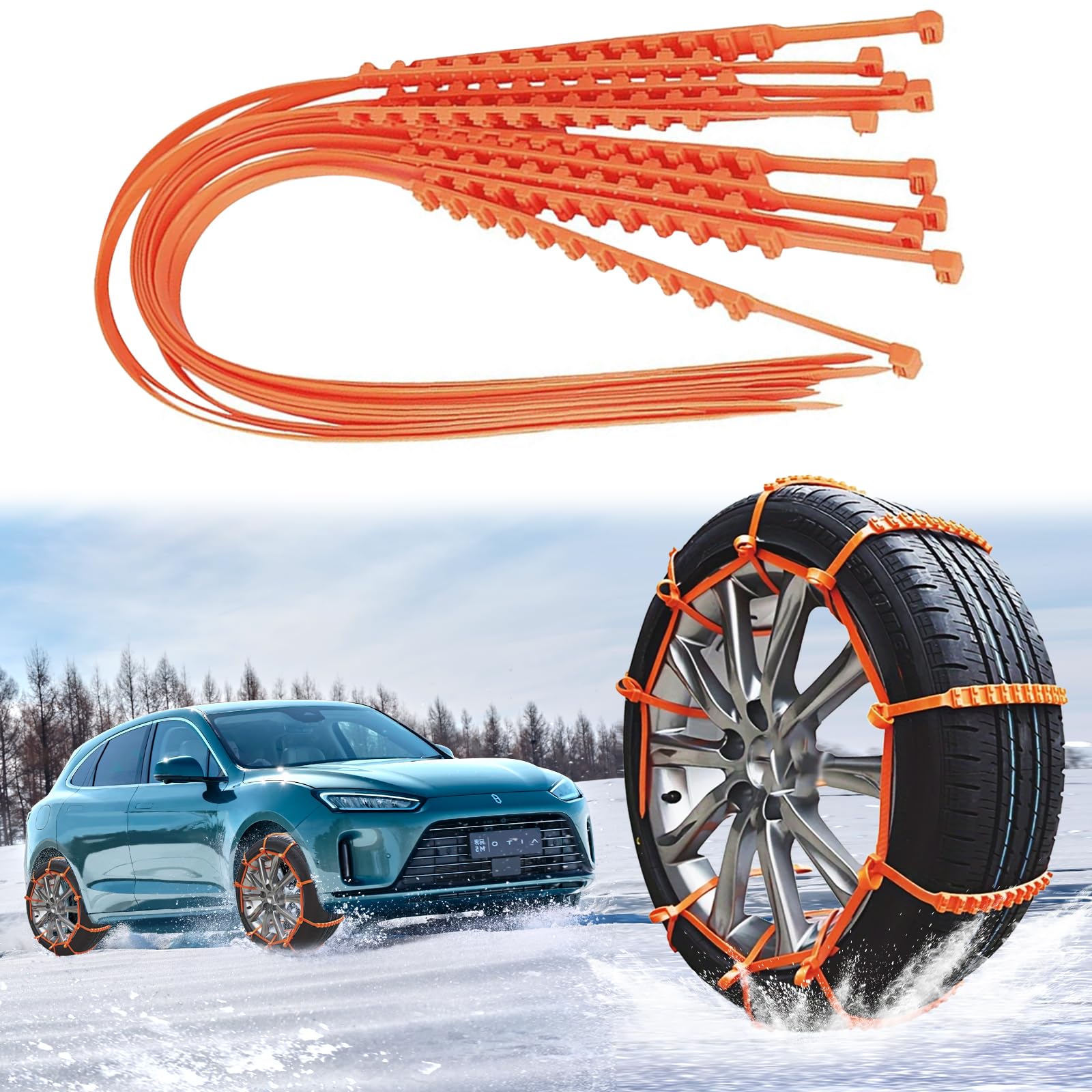 Lot de 20 chaînes à neige pour voiture, chaînes antidérapantes réutilisables universelles, chaînes à neige pour voitures, véhicules tout-terrain et SUV, utilisables sur neige, boue et pentes