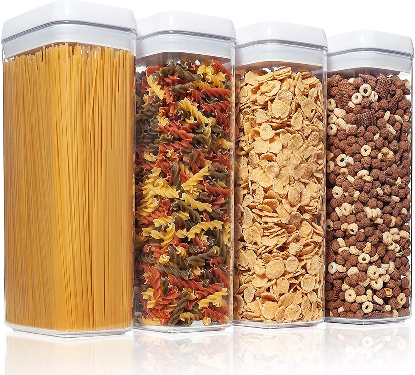 Airtight Food Storage Containers Set with Lock Lids,Set of 4,Pantry Organization Plastic Storage Jar Storage Tank for Cereal,Coffee, Sugar - Moisture Proof,BPA Free & Stackable Design (XL:1800ML)