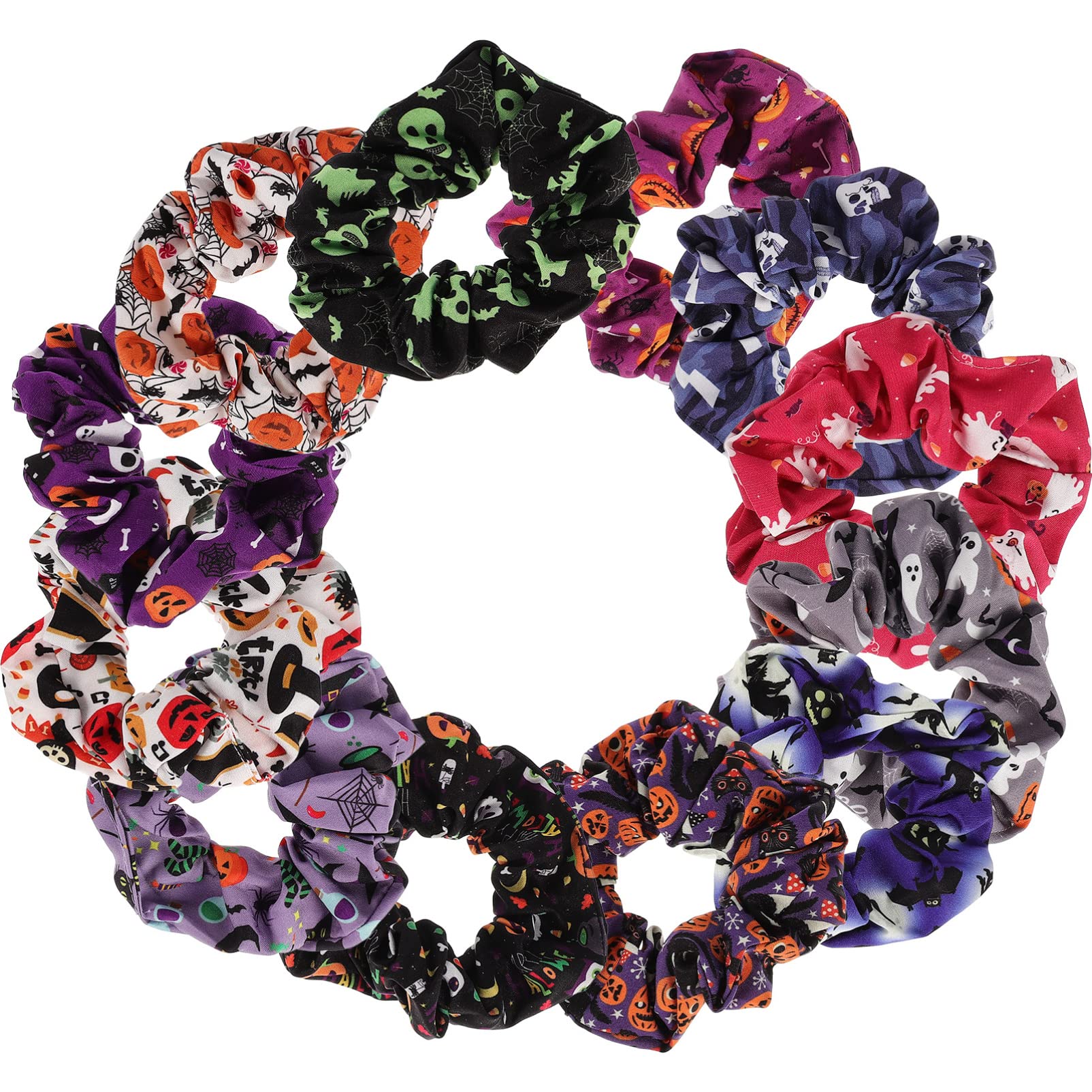 minkissy 48kawałki Gumki Do Włosów Halloween Elastyczne Scrunchie Akcesoria Do Włosów Dla Kobiet Wygodne Wiązania Kucyków i Upięć