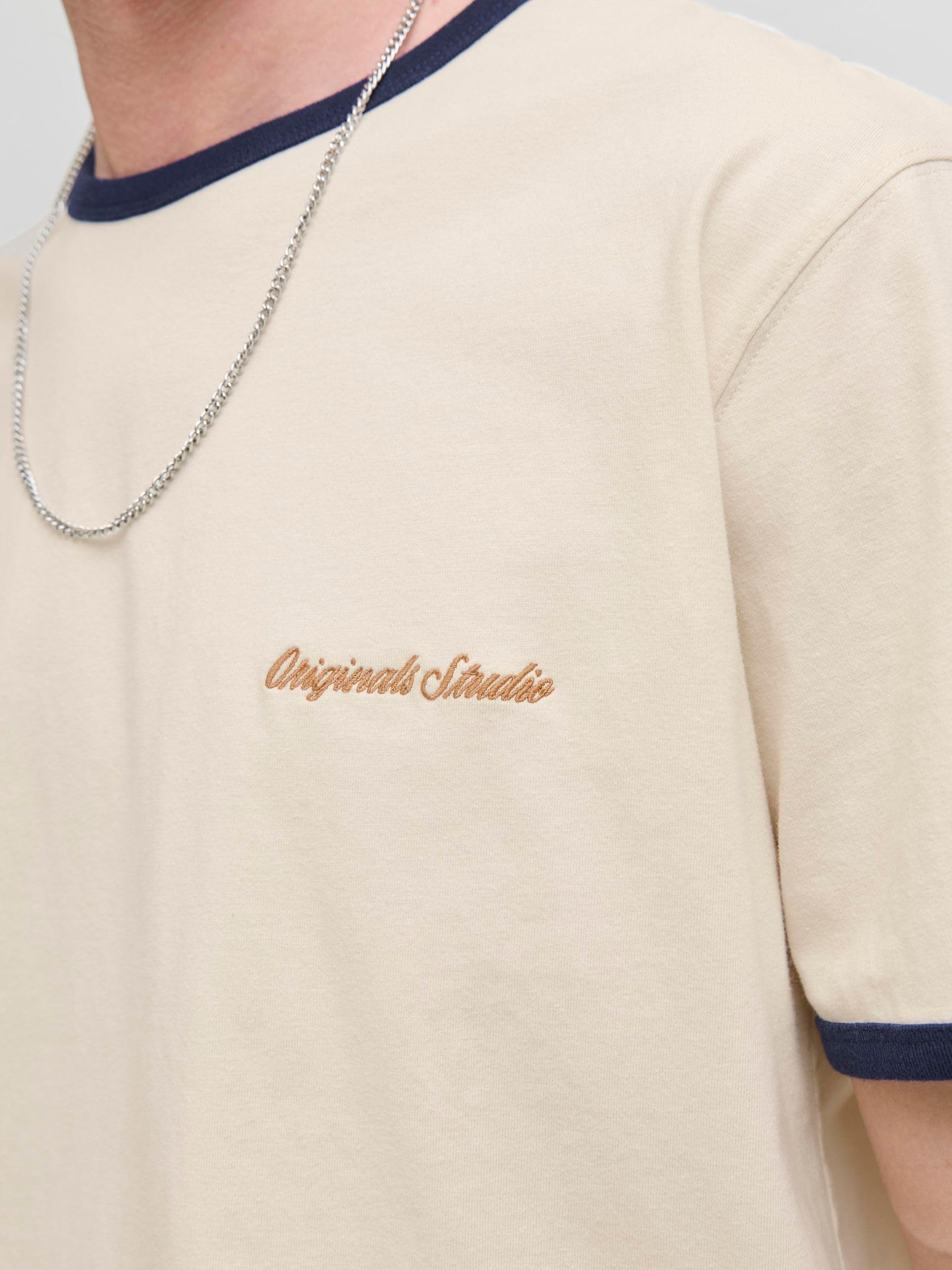 JACK & JONES Jornorrebro Ringer Tee SS Crew Neck, Antique White, L