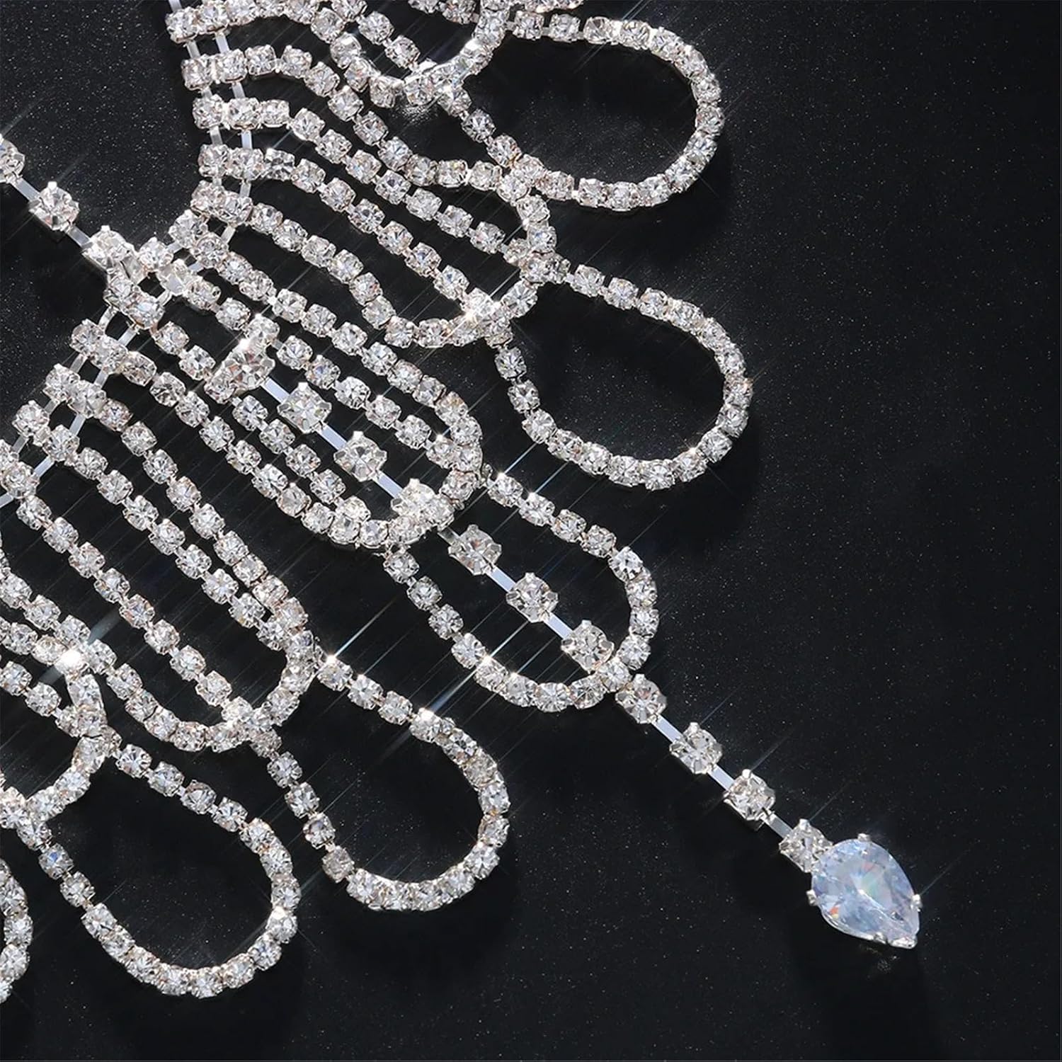 Multilayer Rhinestone Fringe Head Chain Forehead Headband Bohemian Hair Accessories Headdress