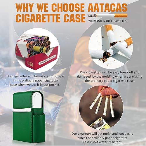 Miniatura 75 de Caja de cigarrillos deslizante de piel sintética con soporte para encendedor y trabilla para cinturón para hombres y mujeres, unisex A