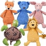 5-Pack Squeaky Dog Toys, Tough Stuffed Plush Dog Toys Bundle Soft Dog Chew Toys for All Breed Size Aggressive Chewers, Cuddly Animals for Puppy Small Medium Large Dogs Boredom Buster