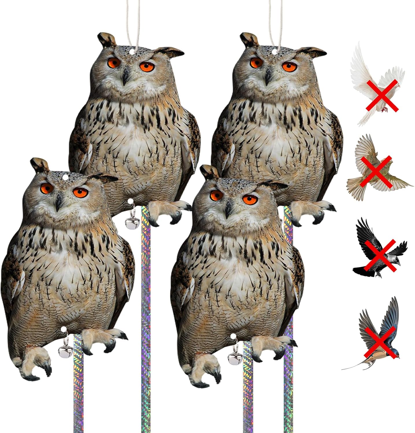 Kungfu Mall Owl Bird Scarers for Gardens 4CS Fake Owls to